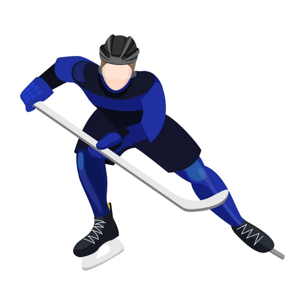 Sportler mit Eishockeyschläger beim Hockeyspielen — Stockvektor