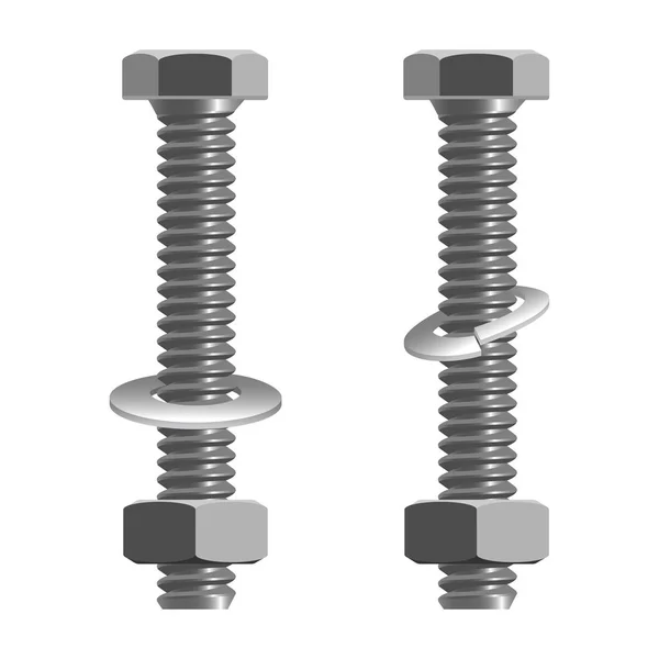 Bolts and nuts realistic vector illustration isolated on white. — Stock Vector