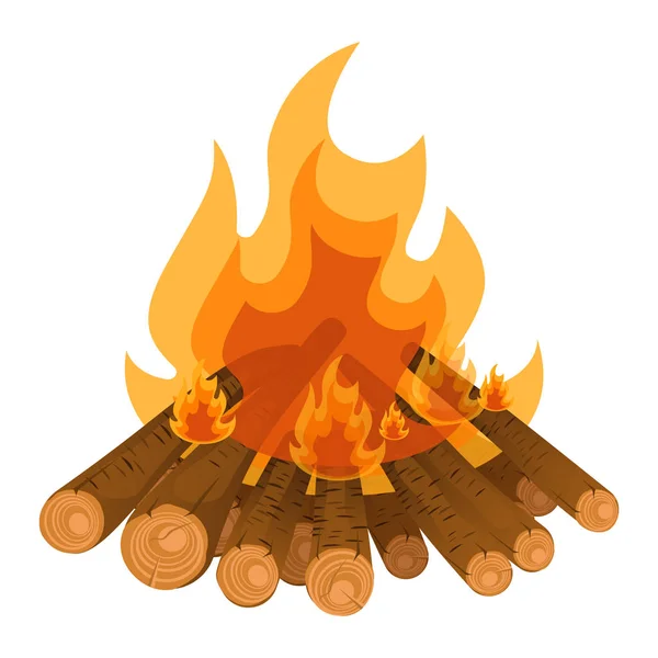 Kemp oheň ze stromu kmeny vektorové ilustrace izolované na bílém — Stockový vektor
