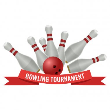 10-pin ball tarafından yapılan grev bowling turnuvası logo tasarımı