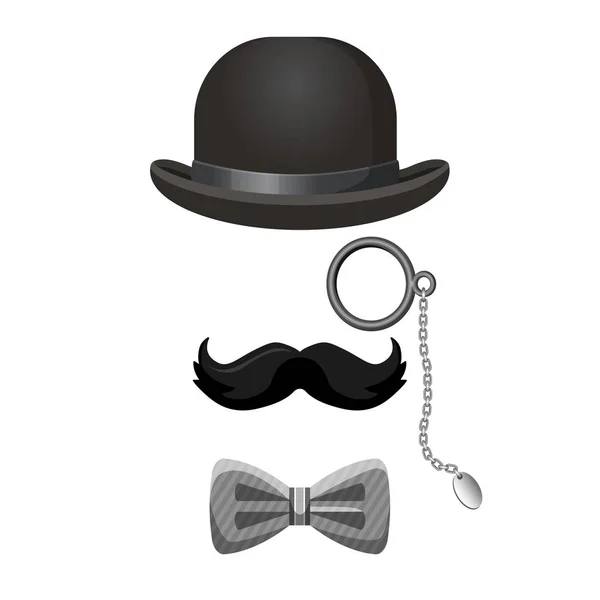 Vintage cavalheiro definido em cores preto e cinza — Vetor de Stock