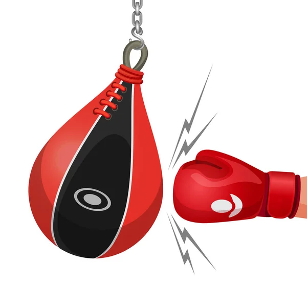 Boxing glove hits punching bag vector illustration isolated — Stock Vector