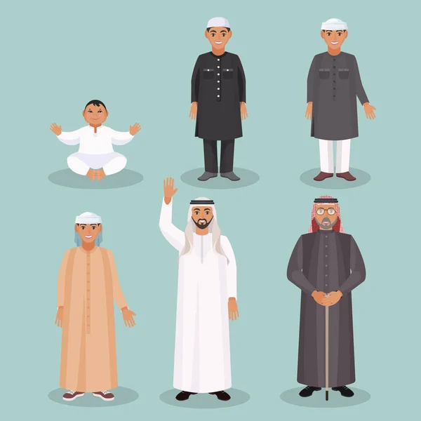 Αραβικά άνδρες γενιές από παιδί σε ηλικιωμένο άτομο — Διανυσματικό Αρχείο