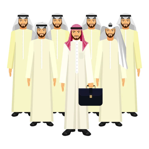 Gruppe arabischer Geschäftsleute in guter Laune auf weiß — Stockvektor