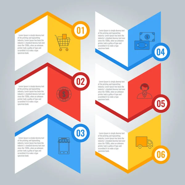 Process business infographic chart with steps going one after another — Stock Vector