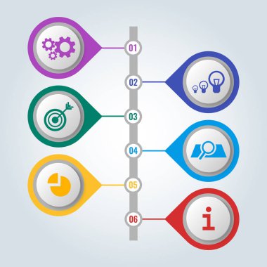 Şema ve adımları iş, Infographic kavramı ile simgeler kümesi.