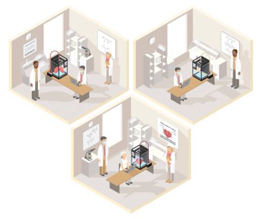İzometrik resimler tıbbi 3d printerlere harcama maddeler ile klinik laboratuvarlar ayarla