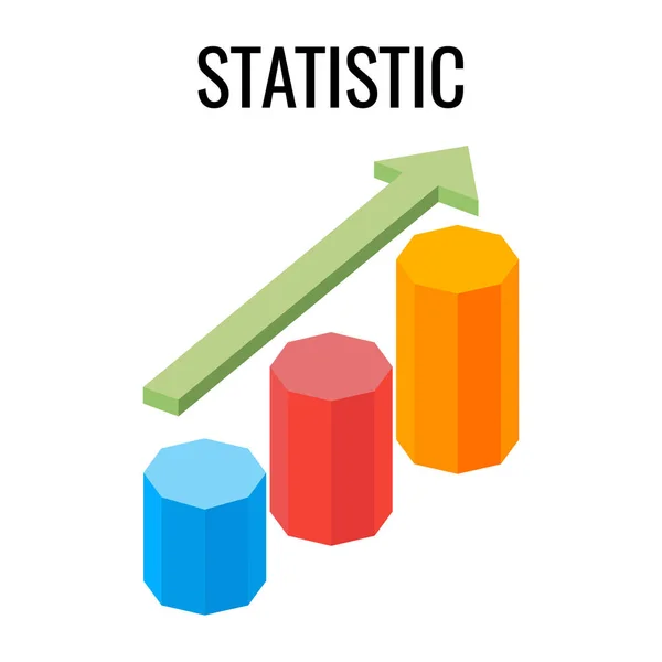 Gráfico de crescimento estatístico com seta subindo vetor tridimensional — Vetor de Stock