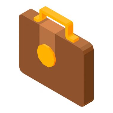 İş amaçlı üzerinde beyaz 3d illüstrasyon izole kahverengi evrak çantası