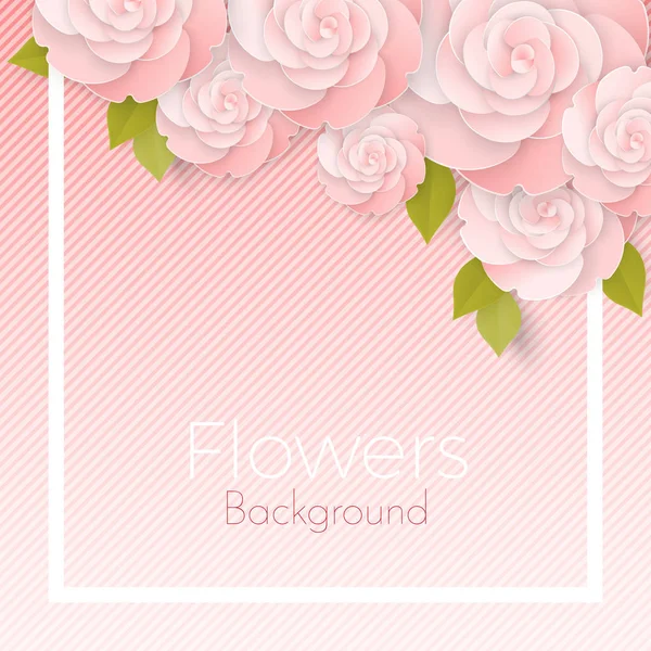 Papper blomma realistisk stil illustration av rosa rosor — Stock vektor