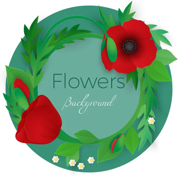 Çiçekler tam çiçeklenme ile arka plan kırmızı haşhaş yeşil yaprakları ile