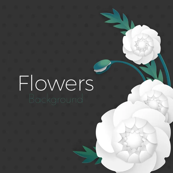 Grußkarten-Design für Hochzeiten, Geburtstagsplakat-Vektor. Papierblumen Hintergrund mit Platz für Text — Stockvektor