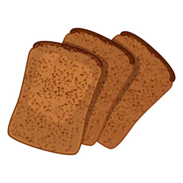 Drie sneetjes tarwebrood realistische stijl geïsoleerd illustratie — Stockvector