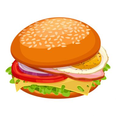 Peynir, yeşil salata, domates, soğan, kızarmış yumurta ile kahvaltı sandviç
