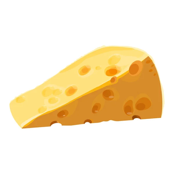 Pieza de queso suizo con grandes agujeros vector ilustración aislado en blanco — Vector de stock