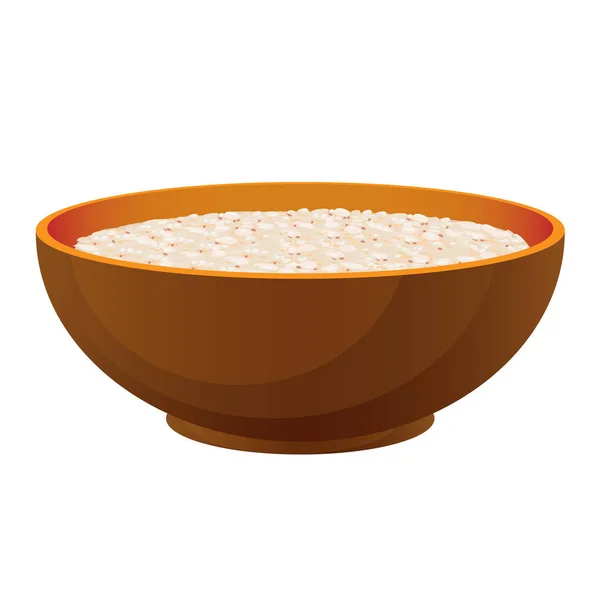 Porridge au lait sain petit déjeuner bio dans un bol profond isolé — Image vectorielle