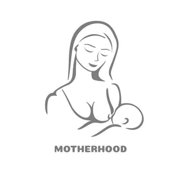 妈妈母乳喂养的孩子。促进国家健康喂养的标志设计 — 图库矢量图片