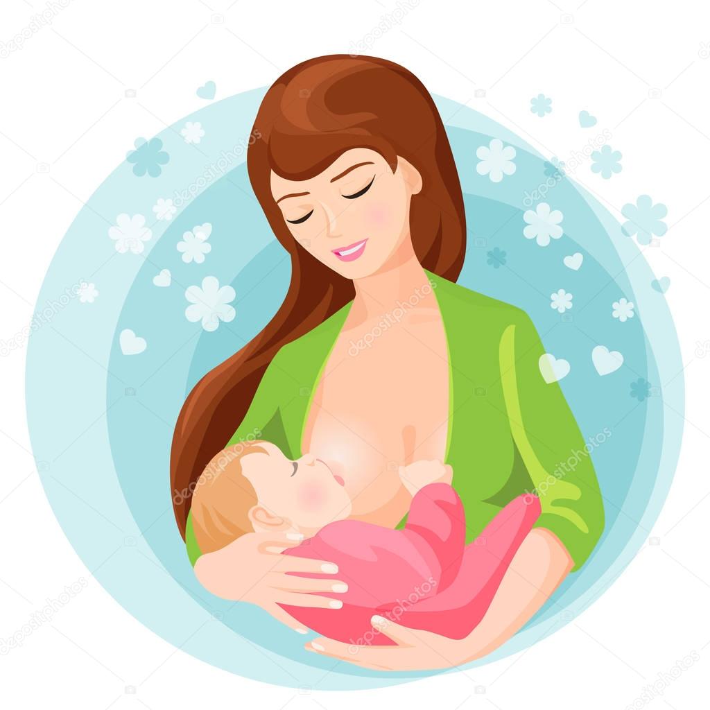 Circle icon depicting mother breastfeeding her young child
