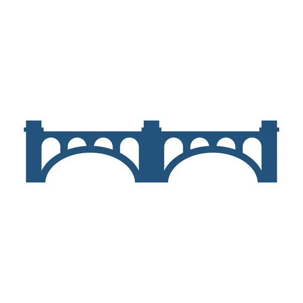 Gewölbte Brücke mit Säulen Silhouette Vektor Illustration Symbol isoliert — Stockvektor