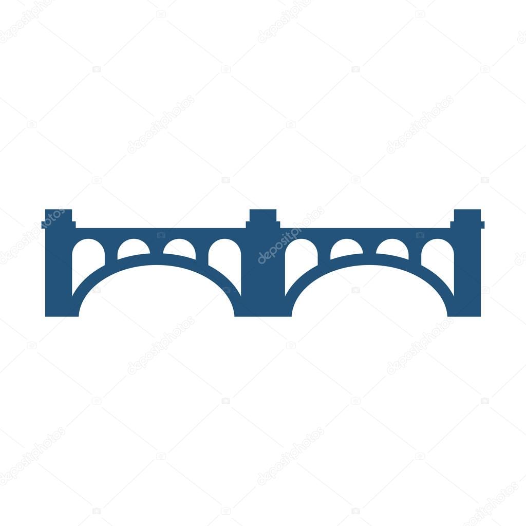 Arched bridge with columns silhouette vector illustration icon isolated