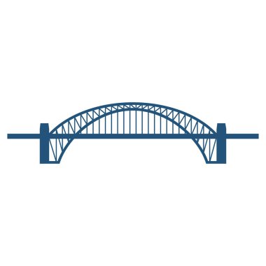 Sydney Harbour Bridge düz mavi simge üzerinde beyaz izole