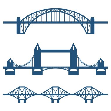 Beyaz izole düz köprü simgeler kümesi