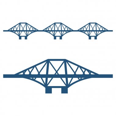 Forth köprü kümesi üzerinde beyaz izole mavi siluet
