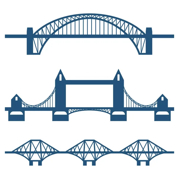 Conjunto de iconos de puente plano aislados en blanco — Vector de stock