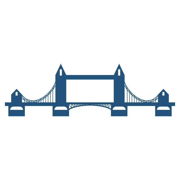 Tower Bridge niebieskie sylwetka na białym tle — Wektor stockowy