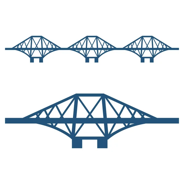 Vierte Brücke Set von blauer Silhouette isoliert auf weiß — Stockvektor