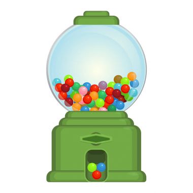 Sakız makinesi oyuncak ya da yuvarlak gumballs dağıtır ticari aygıt