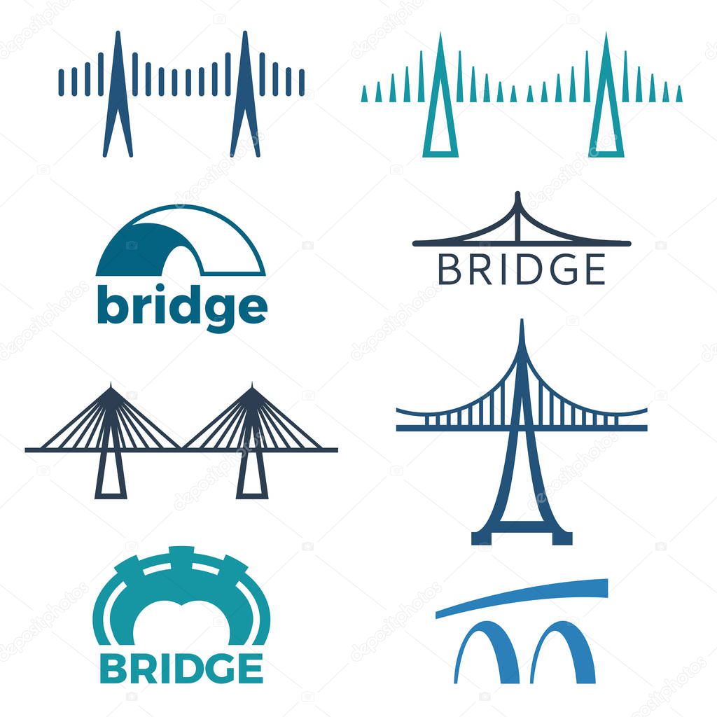 Bridge logos collection of illustrations isolated on white