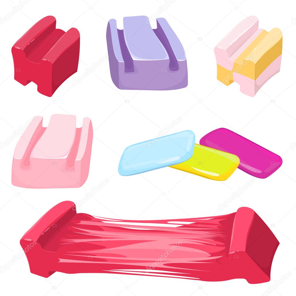 Set of colorful bubble gum candies vector illustration isolated