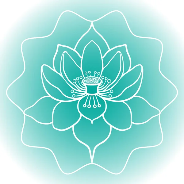 Cuadro esquemático de flor de loto en flor vector ilustración — Vector de stock