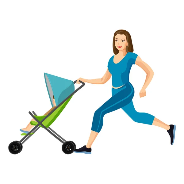 Buggy fit ultimativer Outdoor-Fitnesskurs für Mütter Vektor Illustration — Stockvektor