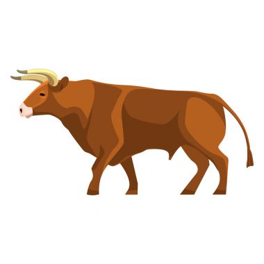 Boğa tam uzunlukta hayvan profil görünümü üzerinde kahverengi kas inek