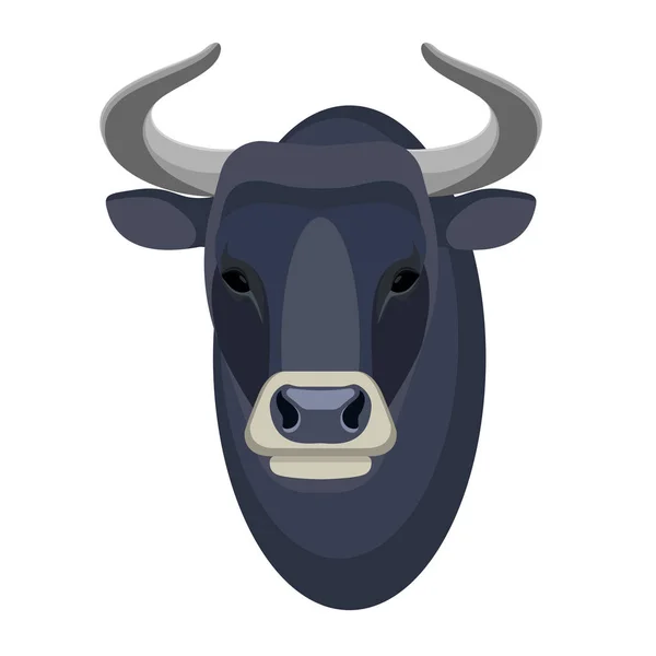 Cabeza de toro icono realista muscular y agresivo macho de vaca — Vector de stock