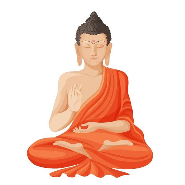 Buda Gautama con la mano derecha levantada en la ilustración vectorial — Vector de stock