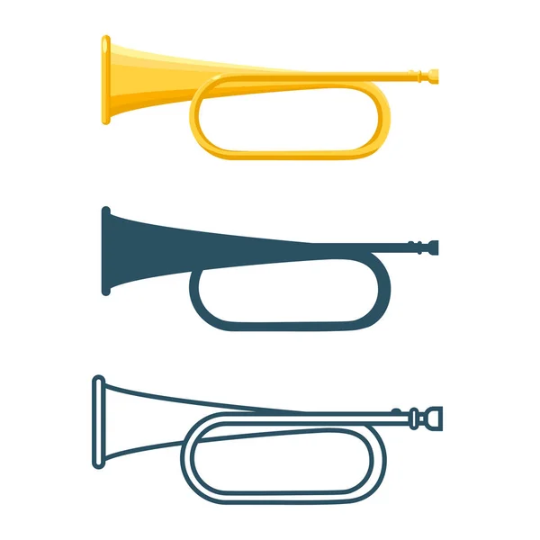 Conjunto de cornetas de diferentes colores en la ilustración vectorial — Vector de stock