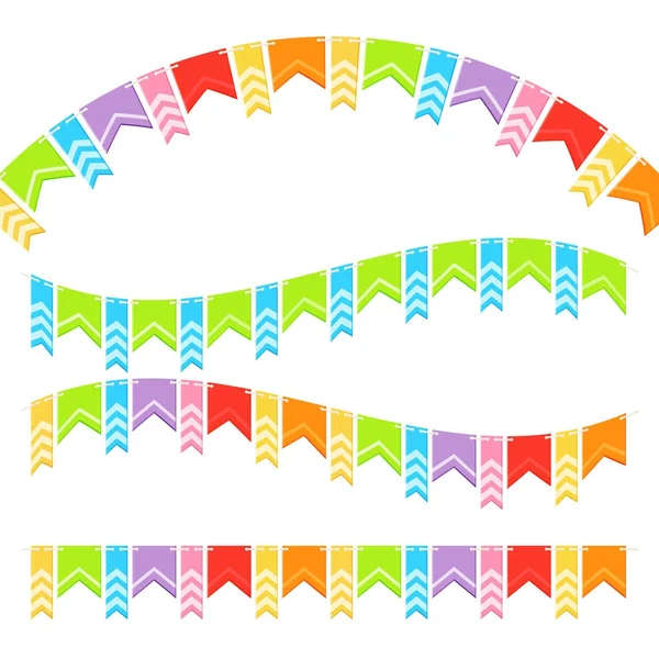 Bunting colorful flags vector illustration isolated on white. — Stock Vector