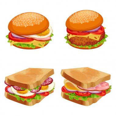 Burger hamburger ve çizburger ekmeği ve ekmek ile