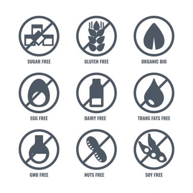 Simgelerin işareti anlam yokluğu şeker gluten ile ayarla