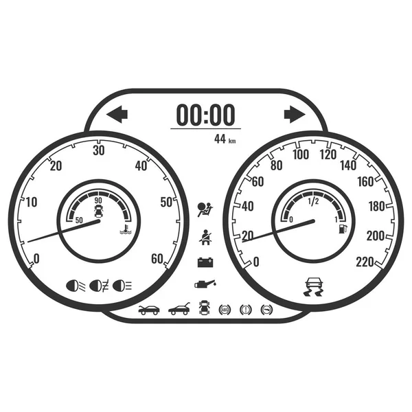 Panel de control del instrumento del tablero de instrumentos o fascia en diseño de estilo simple — Vector de stock