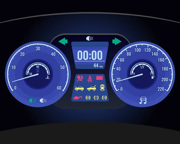 Panel de control del instrumento del tablero de instrumentos o vector realista fascia — Archivo Imágenes Vectoriales