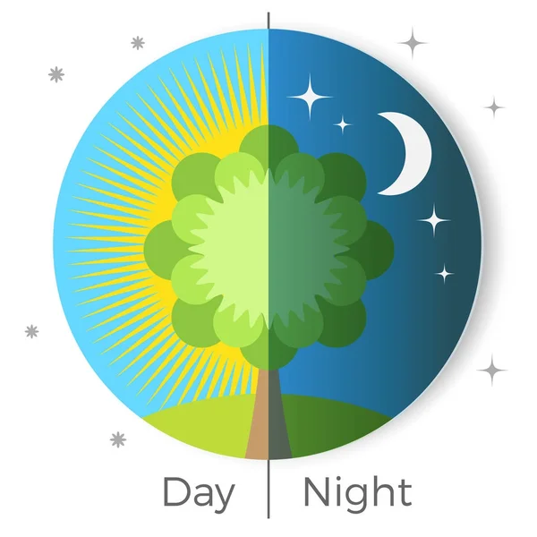 Dag och natt konceptuella vektorillustration avbildad på jorden världen — Stock vektor