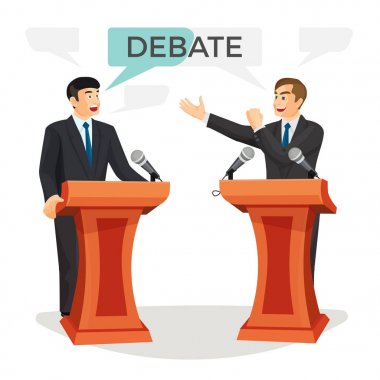 Debate poster with two politicians on vector illustration clipart