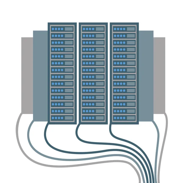 Ícones de data center de cabos e blocos ilustração vetorial — Vetor de Stock