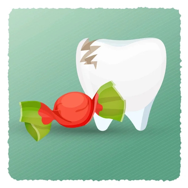 Cuidado dental diente y dulces en la ilustración vectorial — Archivo Imágenes Vectoriales