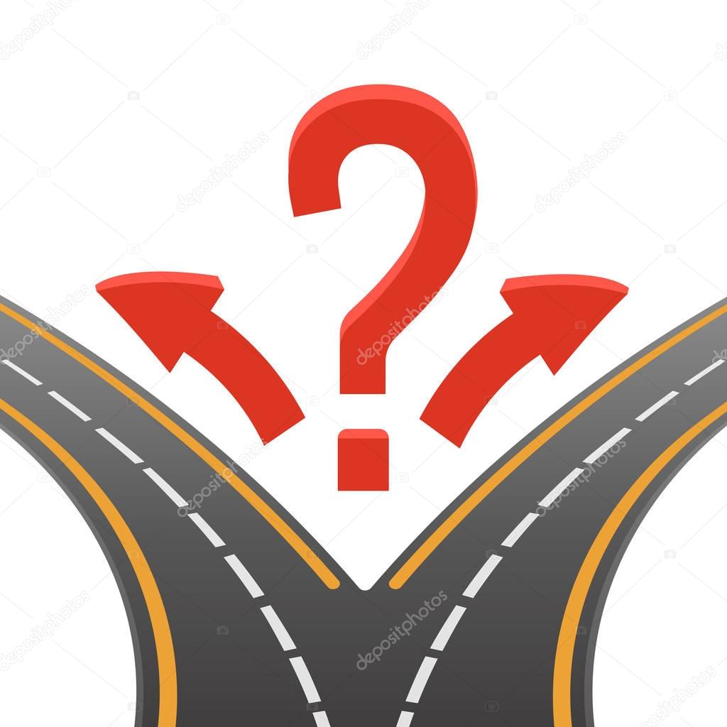 Decision making image of two roads on vector illustration