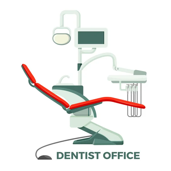 A fogorvosi rendelőben, kényelmes szék, és a modern berendezések — Stock Vector